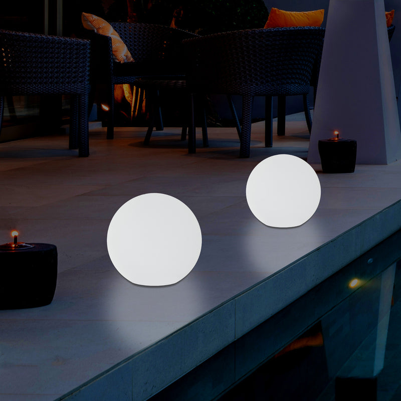 Lampe de table globe LED extérieur éclairage jardin alimenté par secteur 5V boule 20 cm multicolore
