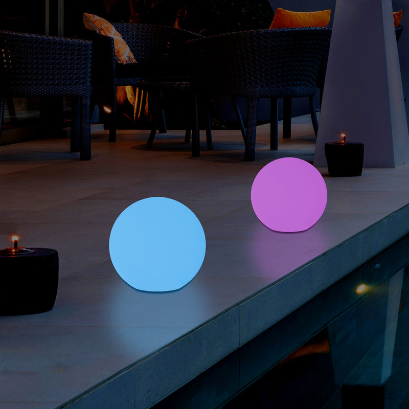 Lampe de jardin LED 5V extérieur sur secteur sphère globe 25cm lumière d'ambiance couleur changeante