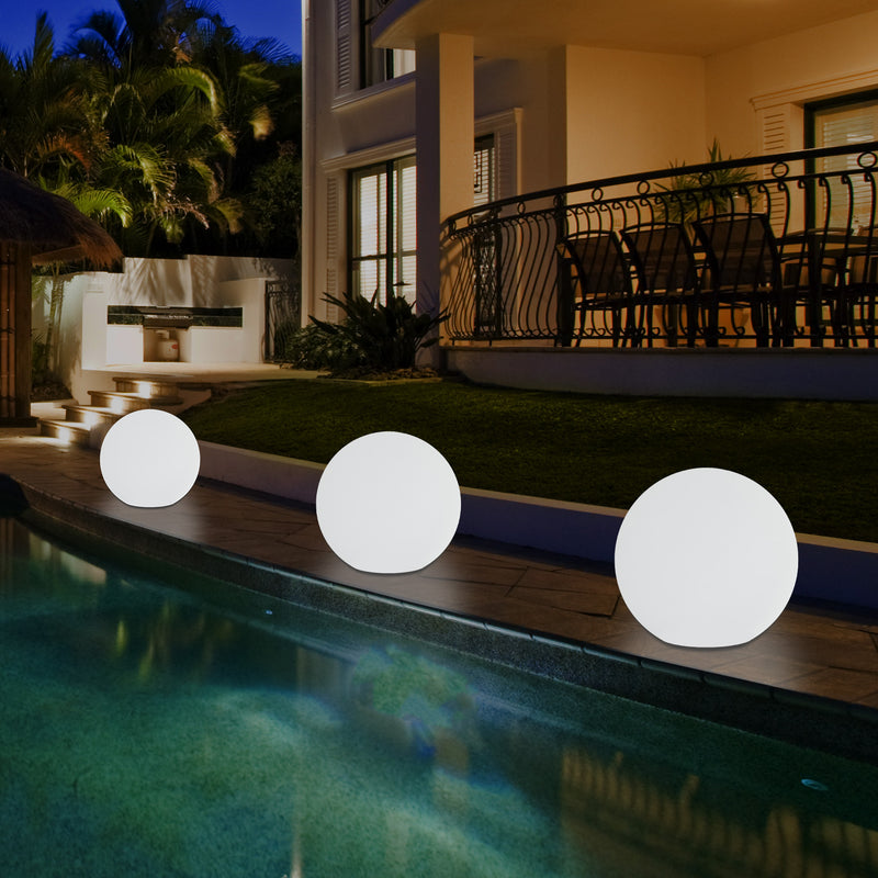 Lampe de table globe LED extérieur éclairage jardin alimenté par secteur 5V boule 20 cm multicolore