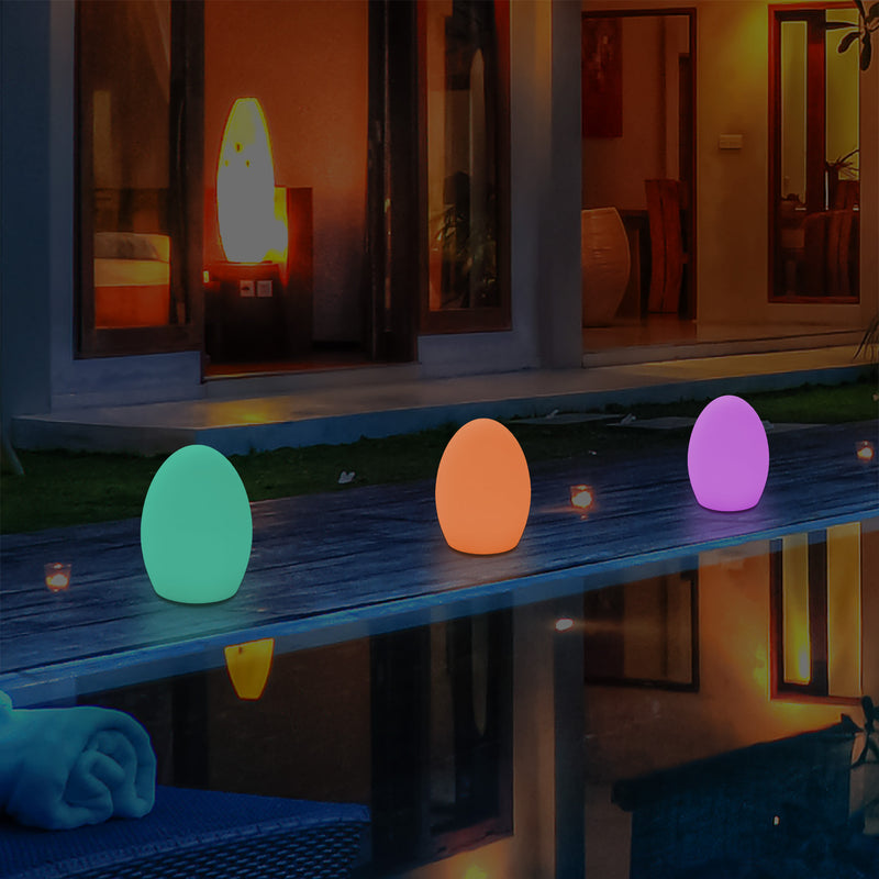 Lampe de table LED jardin extérieur Petite lampe de patio 19 cm, alimenté sur secteur, multicolore