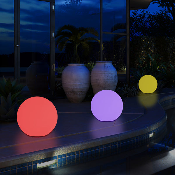 Lampe de table globe LED extérieur éclairage jardin alimenté par secteur 5V boule 20 cm multicolore
