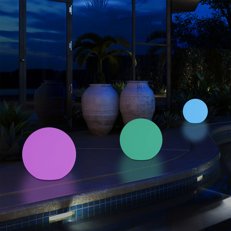 Lampe de jardin LED 5V extérieur sur secteur sphère globe 25cm lumière d'ambiance couleur changeante
