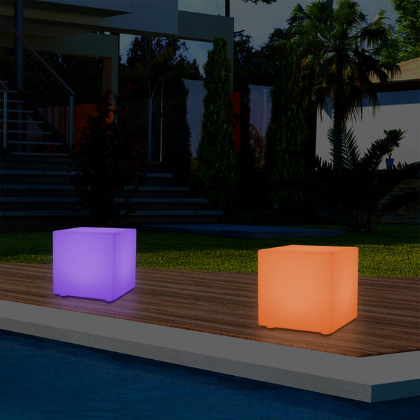 Lampe de table LED pour terrasse jardin cubique RGB alimentée par le secteur, 5V basse tension, 15cm