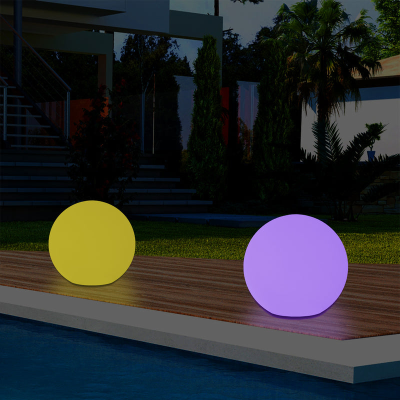 Lampe de table globe LED extérieur éclairage jardin alimenté par secteur 5V boule 20 cm multicolore