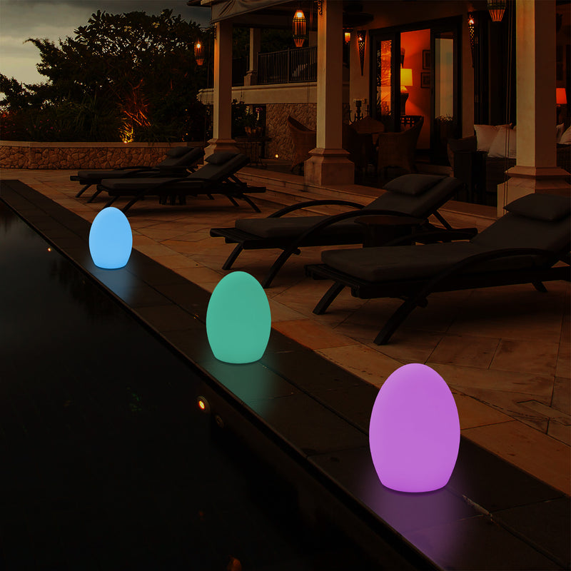 Lampe de table LED jardin extérieur Petite lampe de patio 19 cm, alimenté sur secteur, multicolore