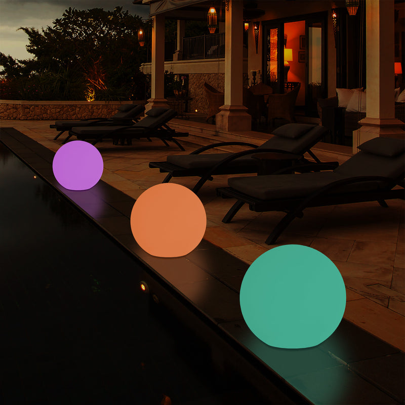 Lampe de table globe LED extérieur éclairage jardin alimenté par secteur 5V boule 20 cm multicolore