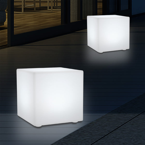 Éclairage de terrasse alimenté par secteur, lampe de table LED cubique multicolore 5V, cube de 20 cm