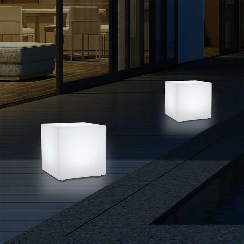 Éclairage de terrasse alimenté par secteur, lampe de table LED cubique multicolore 5V, cube de 20 cm