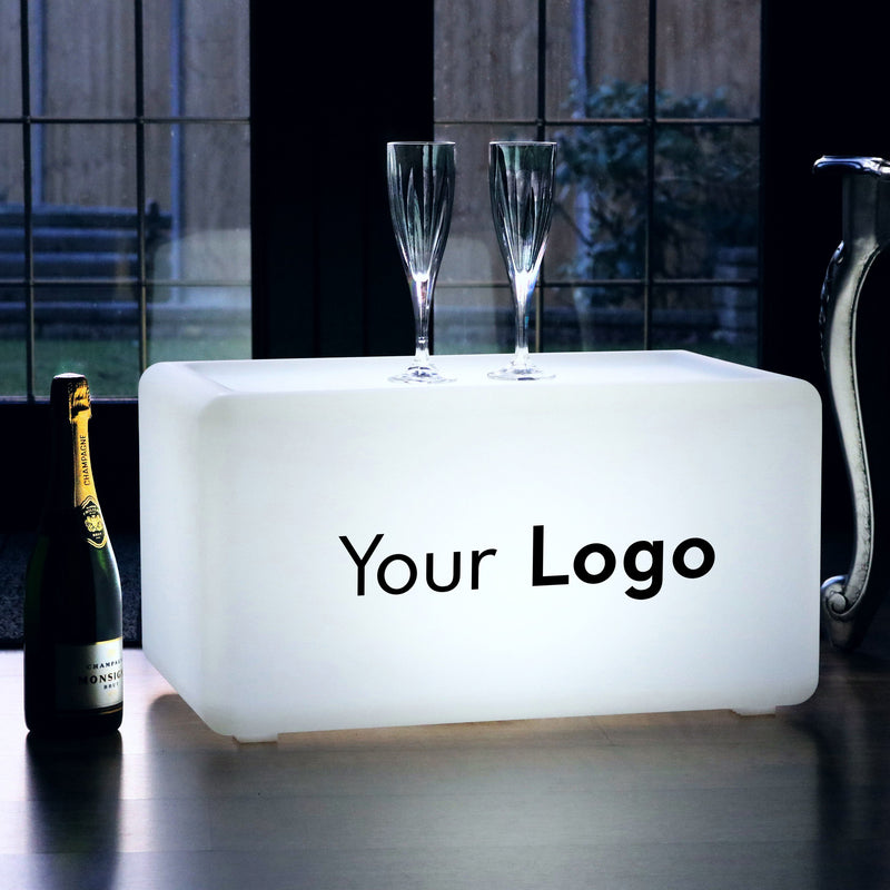 Meuble lumineux personnalisé Banc illuminé Objet LED sans fil affichage promotionel Tabouret Chaise