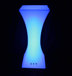 Bar à Cocktails Lumineux, Table Meuble LED sans Fil, Lampadaire Lampe Sol RGB 110cm