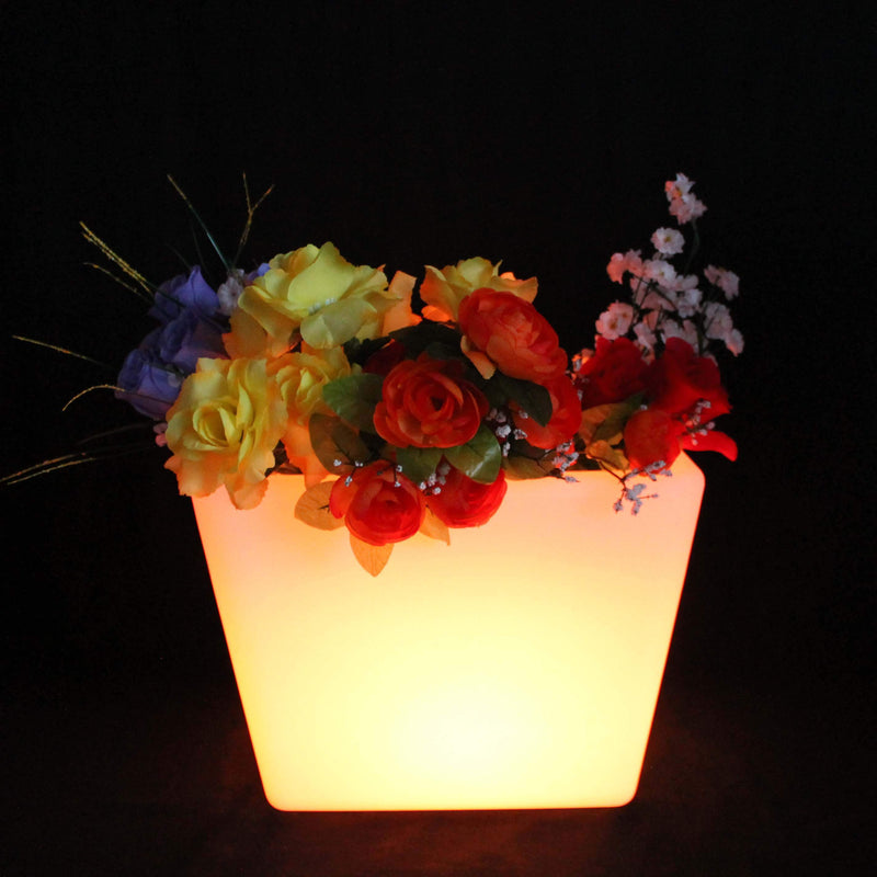 Vase LED Lumineux, Pot de Plante Multicolore Rechargeable, Lampe Table Design 27cm