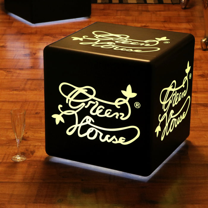 Affichage promotionel avec logo rétroéclairé Cube illuminé unique sans fil Lampe de table LED Pub