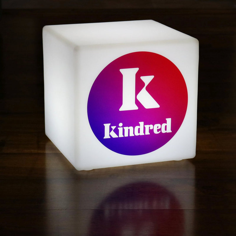 Tabouret lumineux Siège Meuble LED personnalisé Cube Enseigne Publicité lumineuse rechargeable, 40 cm
