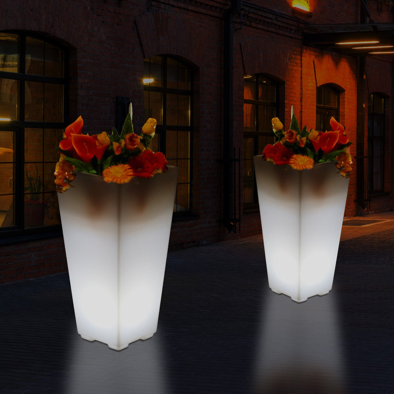 Vase à fleurs à LED sur secteur, vase de sol hauteur 75 cm Pot de plantes pour le jardin et le patio