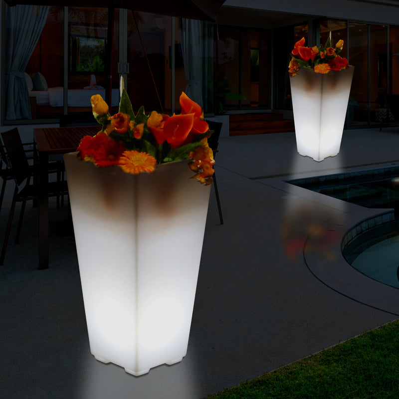Vase à fleurs à LED sur secteur, vase de sol hauteur 75 cm Pot de plantes pour le jardin et le patio