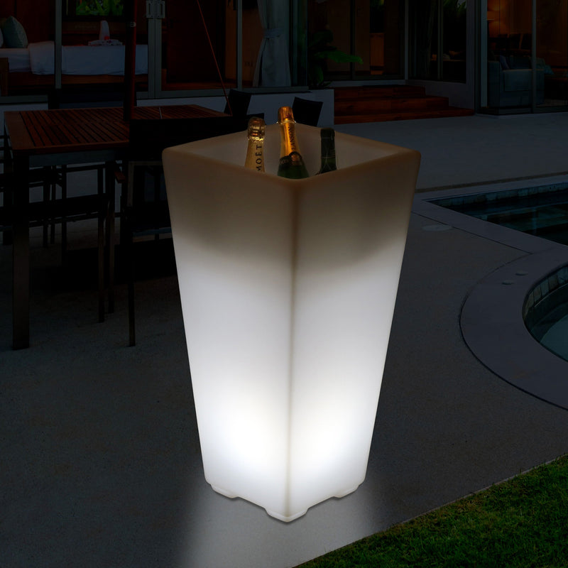 Refroidisseur de vin et de champagne LED jardin extérieur, sur secteur, Seau à glace éclairé, 75 cm